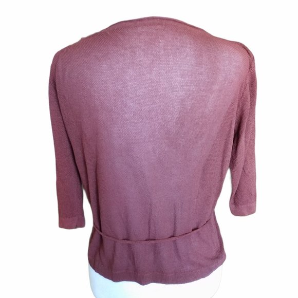 Reddish-brown stretchy V-neck lightweight button up cardigan size M - Picture 2 of 3